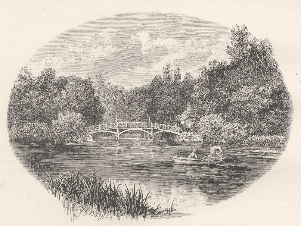 OXFORDSHIRE. The bridge and cottage, Nuneham 1901 old antique print picture